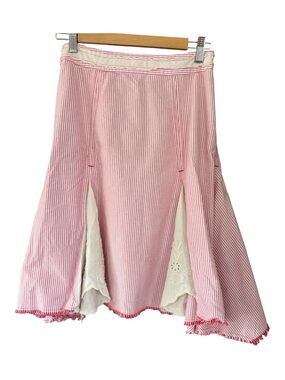 Free People Candy Asymmetrical Striper Skirt with lace insets Size 2
